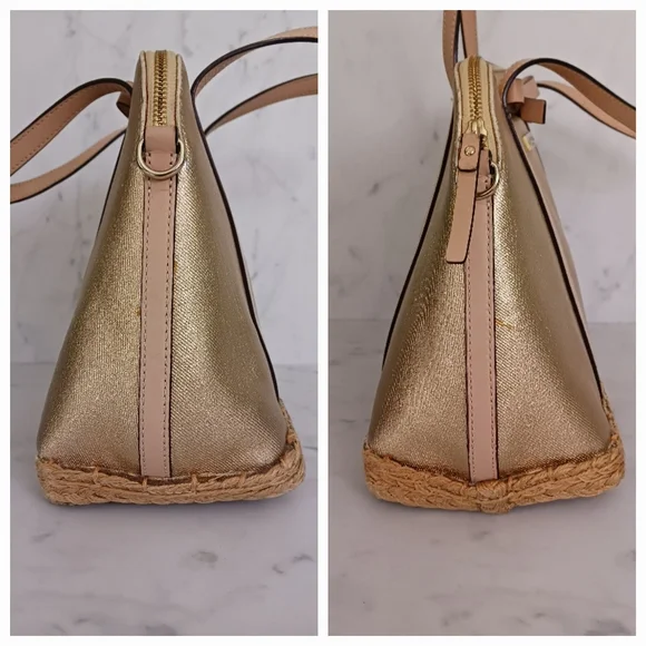 Kate Spade Gold Capri Espadrille Maise Mixedmedia Satchel - Picture 4 of 16